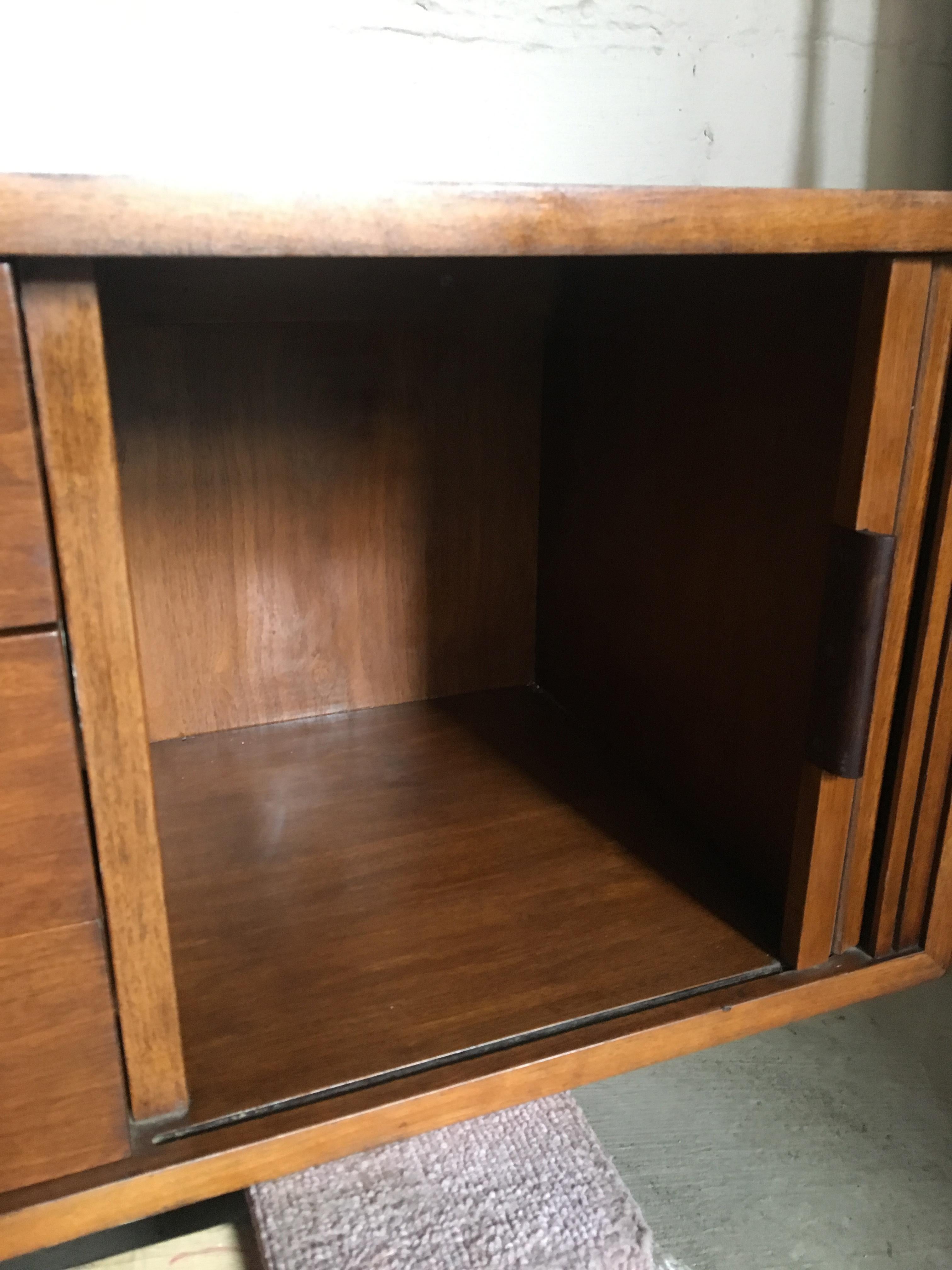 Walnut Wall Mount Credenza with Tambour Doors by Edward Wormley for Dunbar For Sale 2