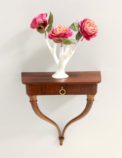 Walnut Wall-Mounted Console Table / Nightstand attr. to Guglielmo Ulrich, Italy