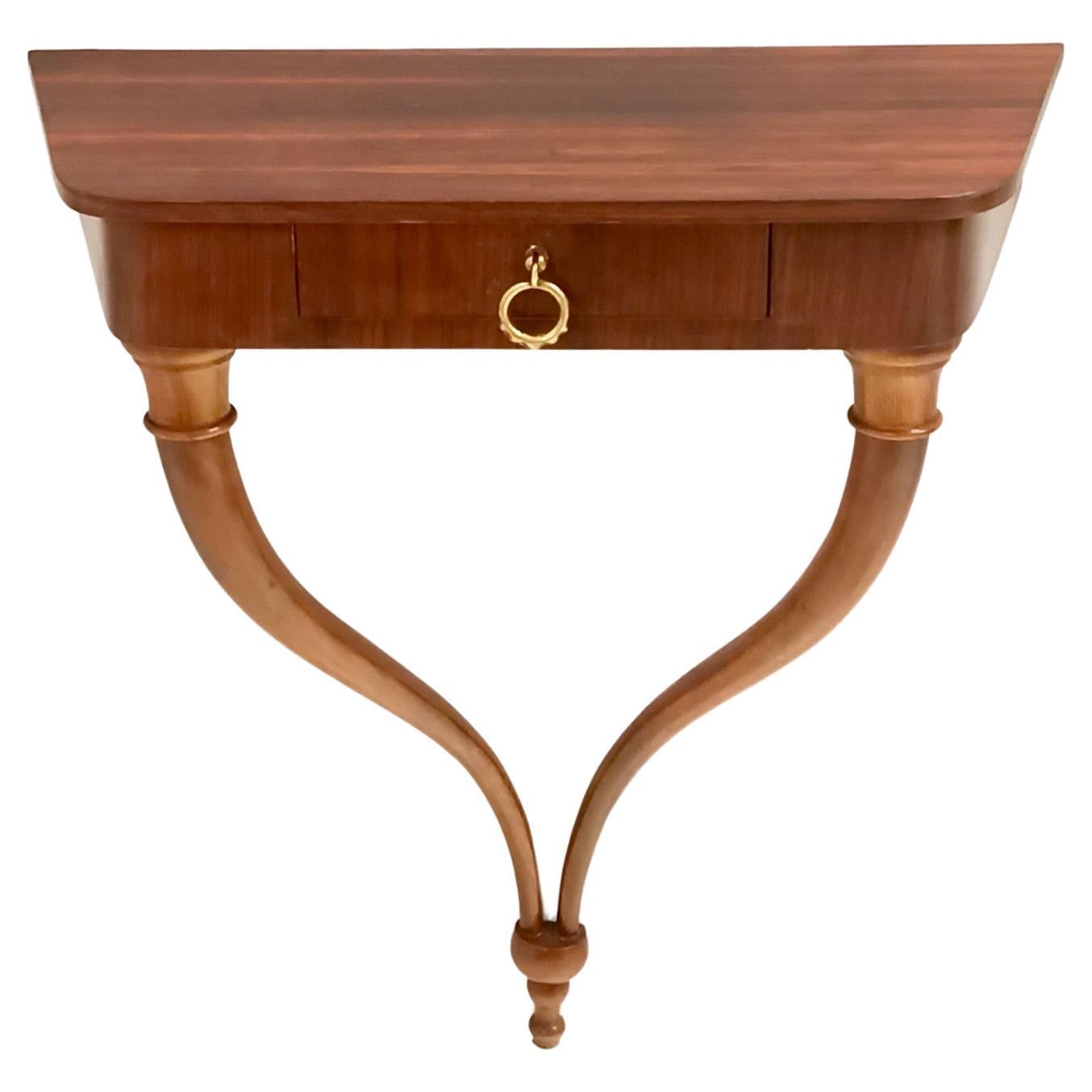 Walnut Wall-Mounted Console Table / Nightstand attr. to Guglielmo Ulrich, Italy For Sale