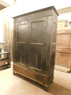 Walnut wardrobe with two doors, black lacquered, Italy