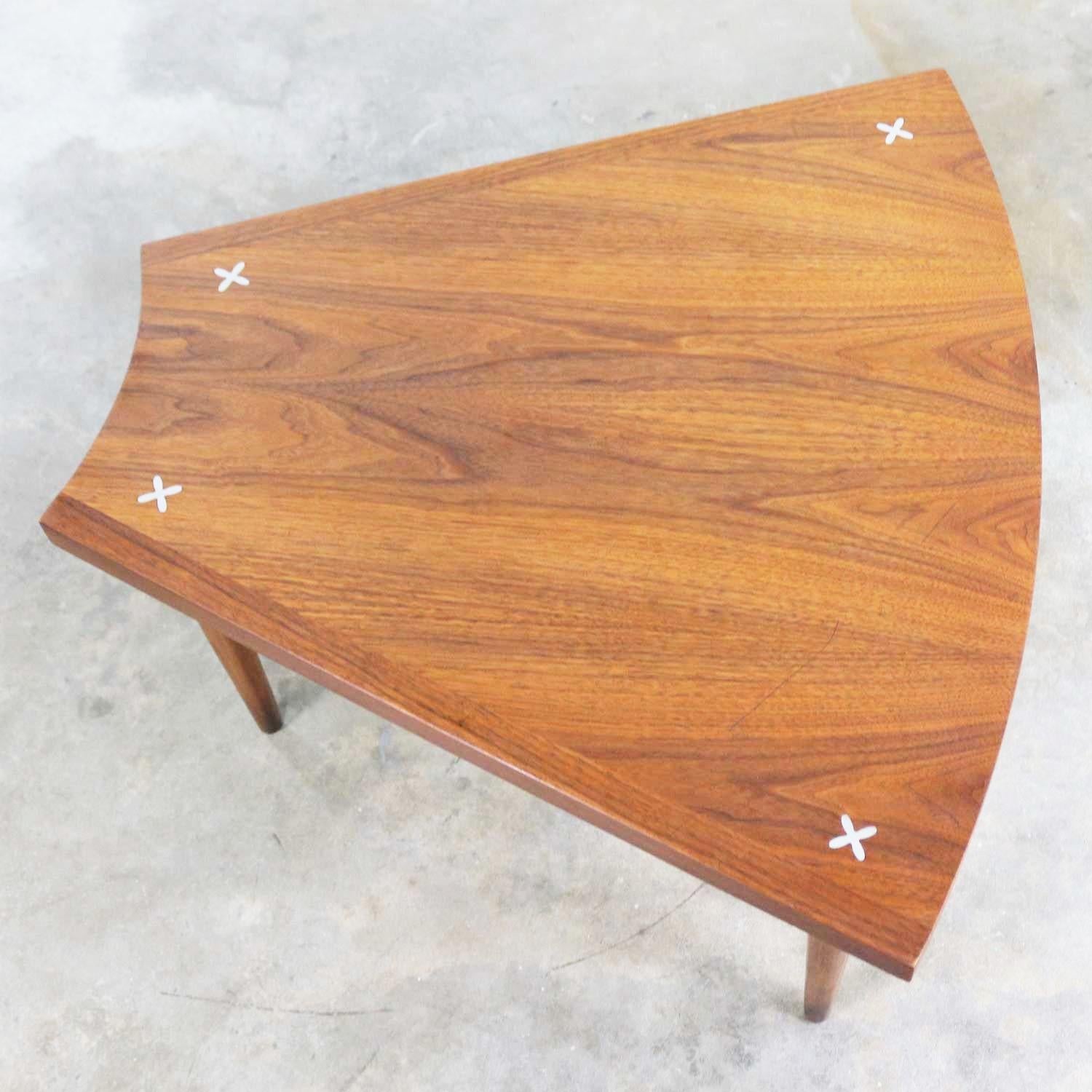 Walnut Wedge Shape End Table Attributed to Merton Gershun for American of Martin 1