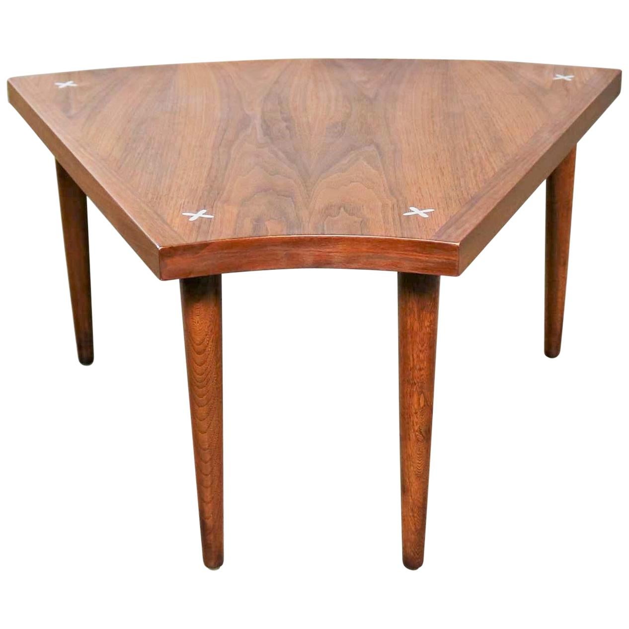 Walnut Wedge Shape End Table Attributed to Merton Gershun for American of Martin