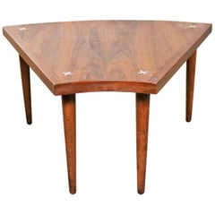 Retro Walnut Wedge Shape End Table Attributed to Merton Gershun for American of Martin