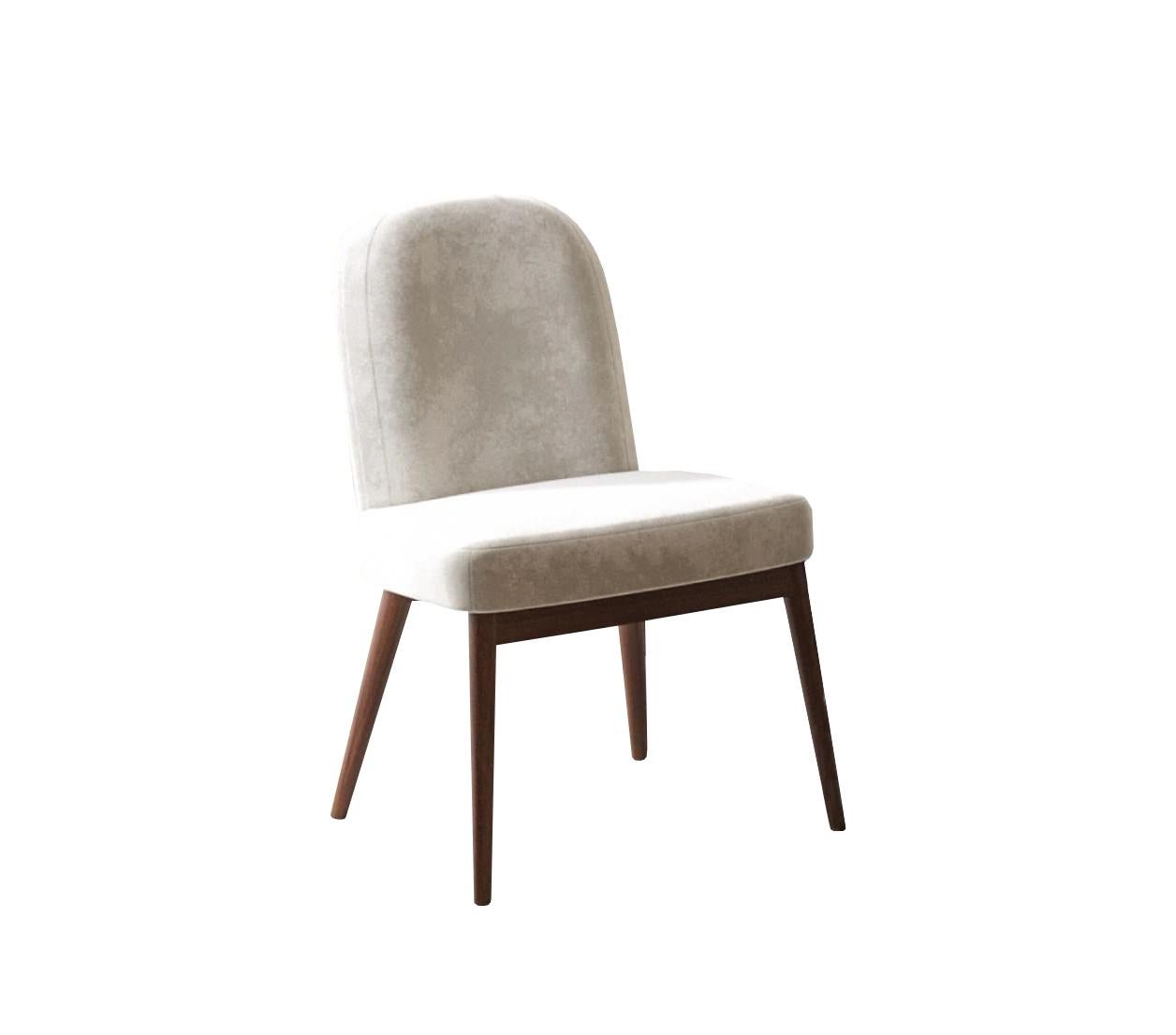 Scandinavian Modern Walnut, White Velvet Modern Essex Chair For Sale