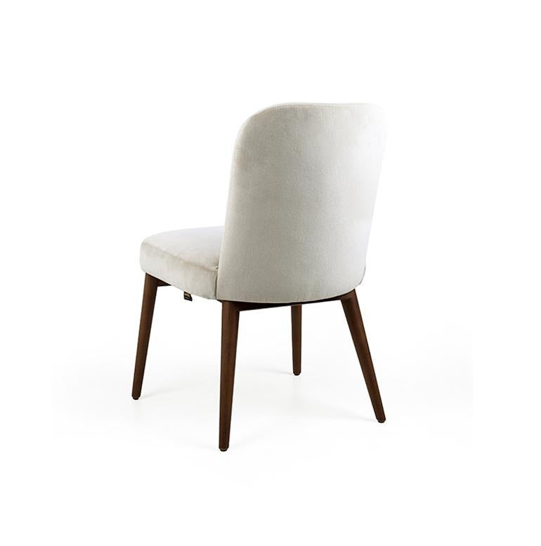 Portuguese Walnut, White Velvet Modern Essex Chair For Sale