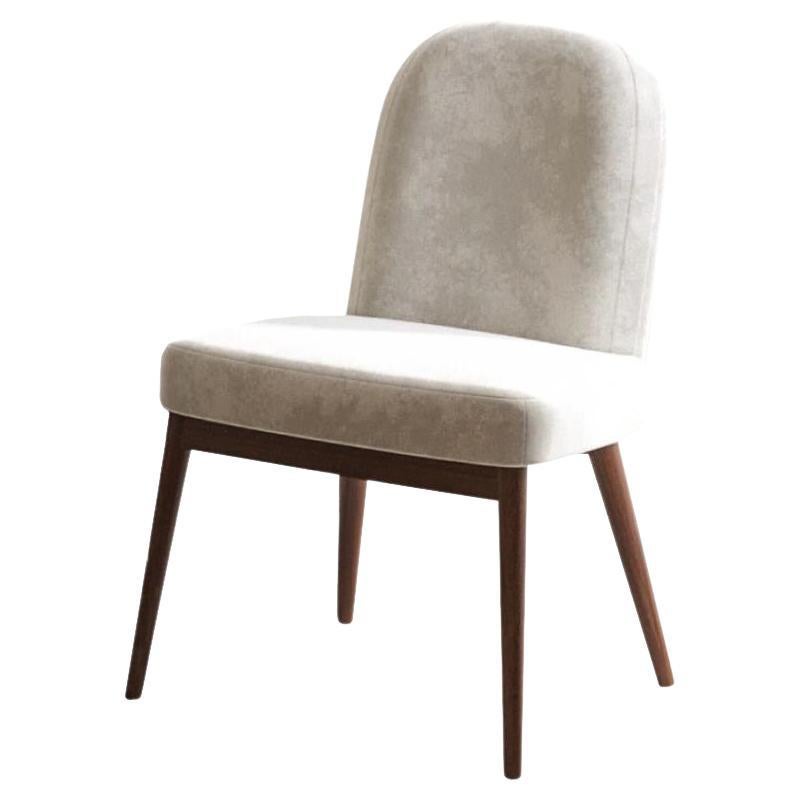 Moderner Essex-Stuhl aus Nussbaumholz und weißem Samt