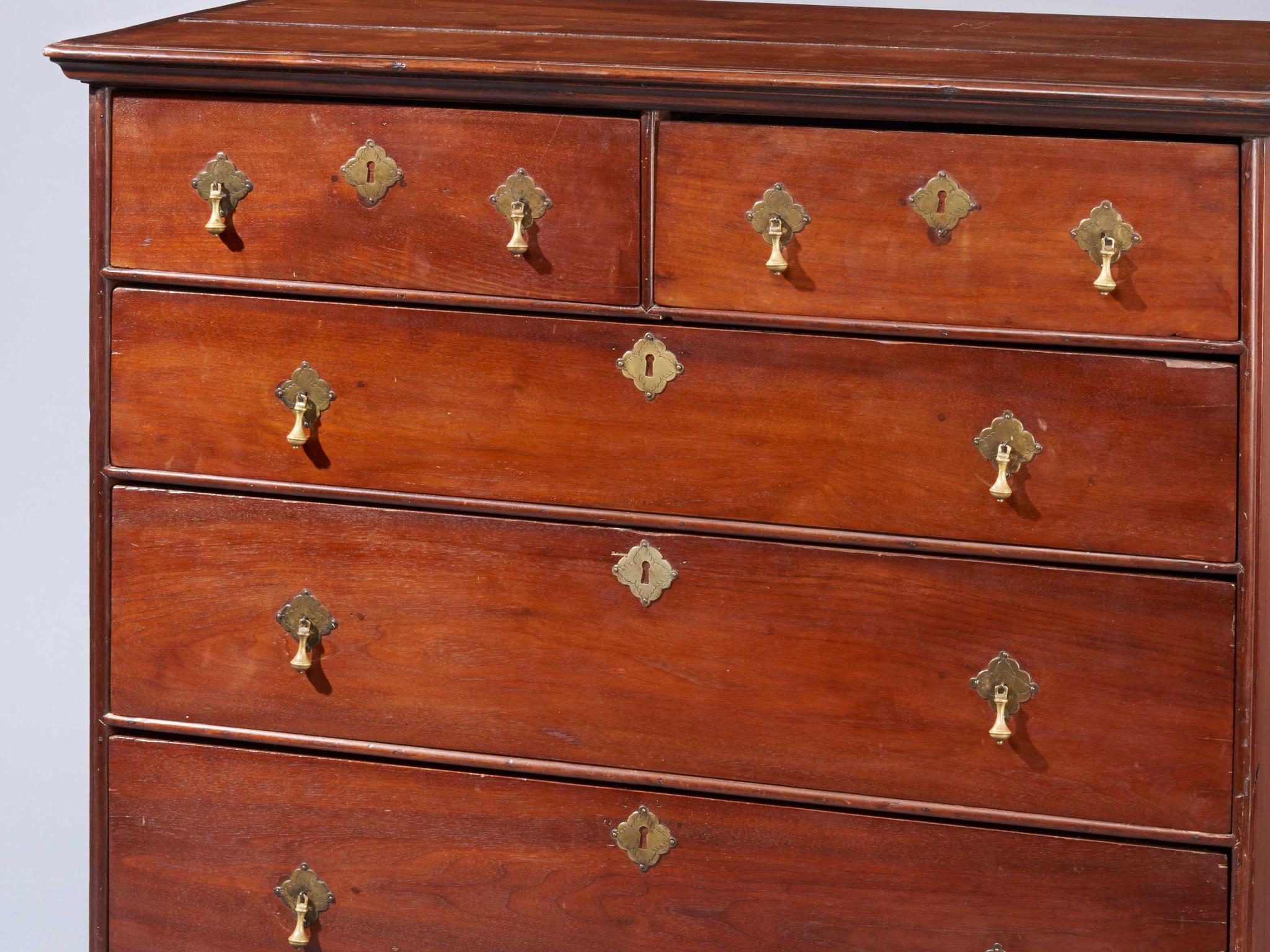 American Walnut William and Mary Chest of Drawers For Sale