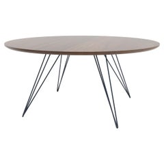 Walnut Williams Coffee Table Navy Hairpin Legs, Circle Top