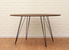 Walnut Williams Dining Table Black Hairpin Legs, Oval Top