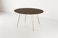 Walnut Williams Dining Table Gold Hairpin Legs, Oval Top