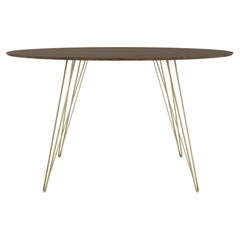 Walnut Williams Dining Table Gold Hairpin Legs, Oval Top