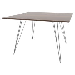 Walnut Williams Dining Table Grey Hairpin Legs Square Top