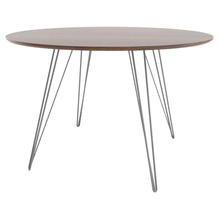 Walnut Williams Dining Table Grey Hairpin Legs Circle Top For Sale at  1stDibs