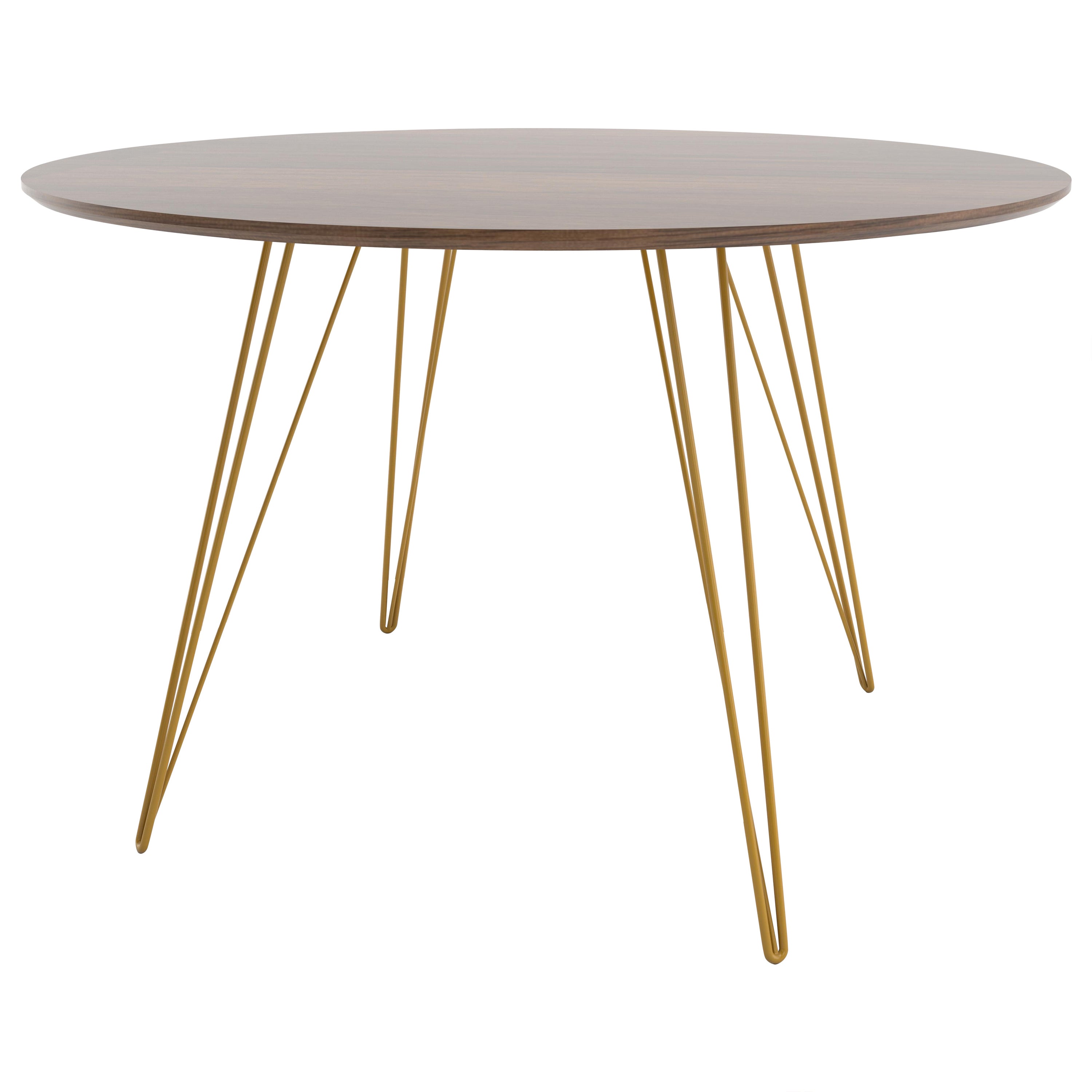Mesa de Comedor Williams Nogal Mostaza Patas de Horquilla Tapa Ovalada
