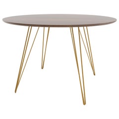 Mesa de Comedor Williams Nogal Mostaza Patas de Horquilla Tapa Ovalada