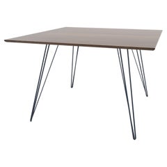 Walnut Williams Dining Table Navy Hairpin Legs Square Top