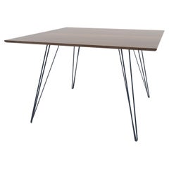 Walnut Williams Dining Table Navy Hairpin Legs Rectangle Top
