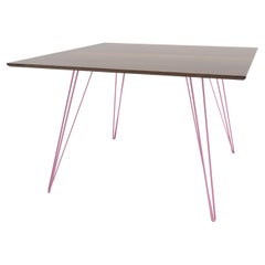 Walnut Williams Dining Table Pink Hairpin Legs Rectangle Top