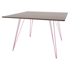 Walnut Williams Dining Table Pink Hairpin Legs Rectangle Top