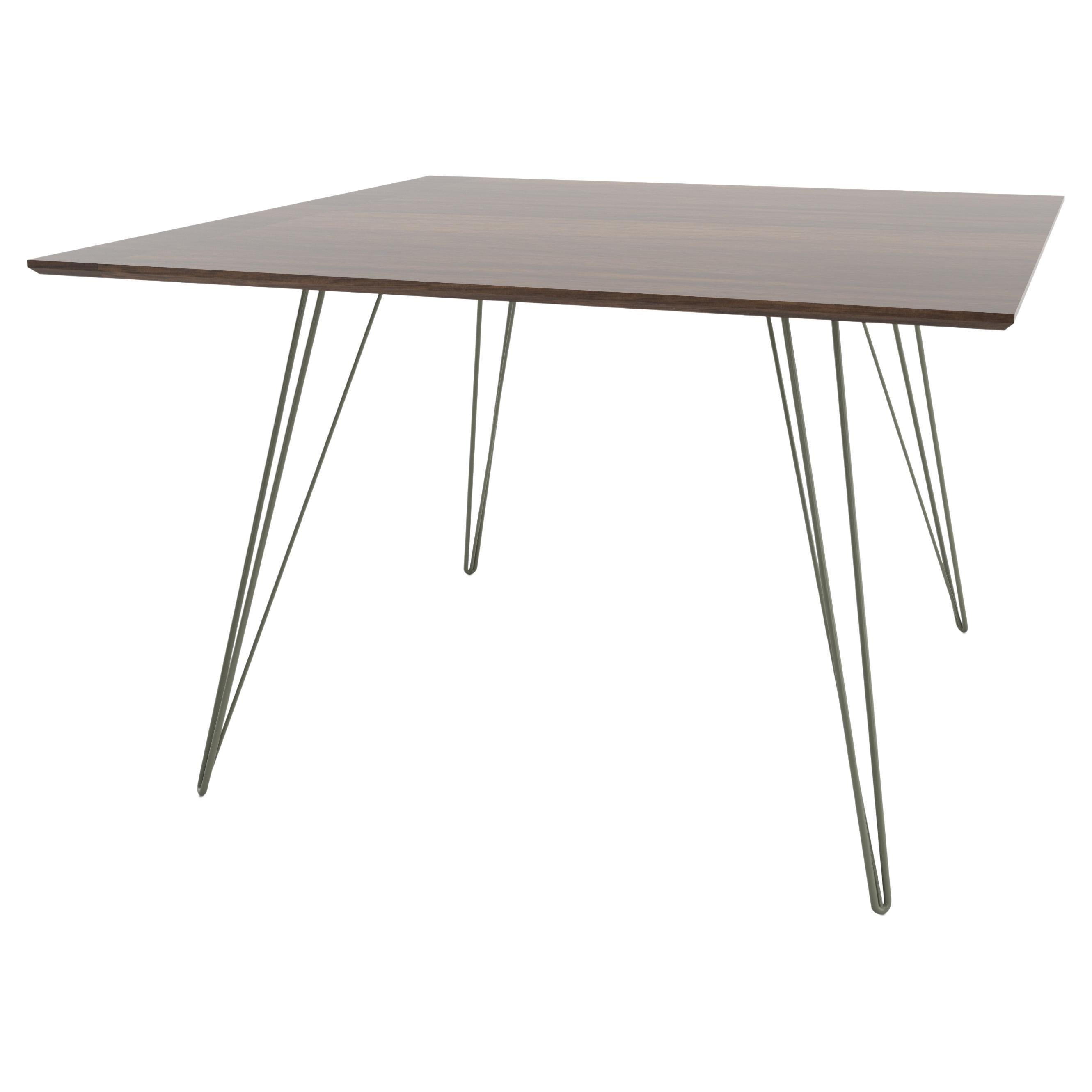 Walnut Williams Dining Table Prairie Green Hairpin Legs Rectangle Top For Sale