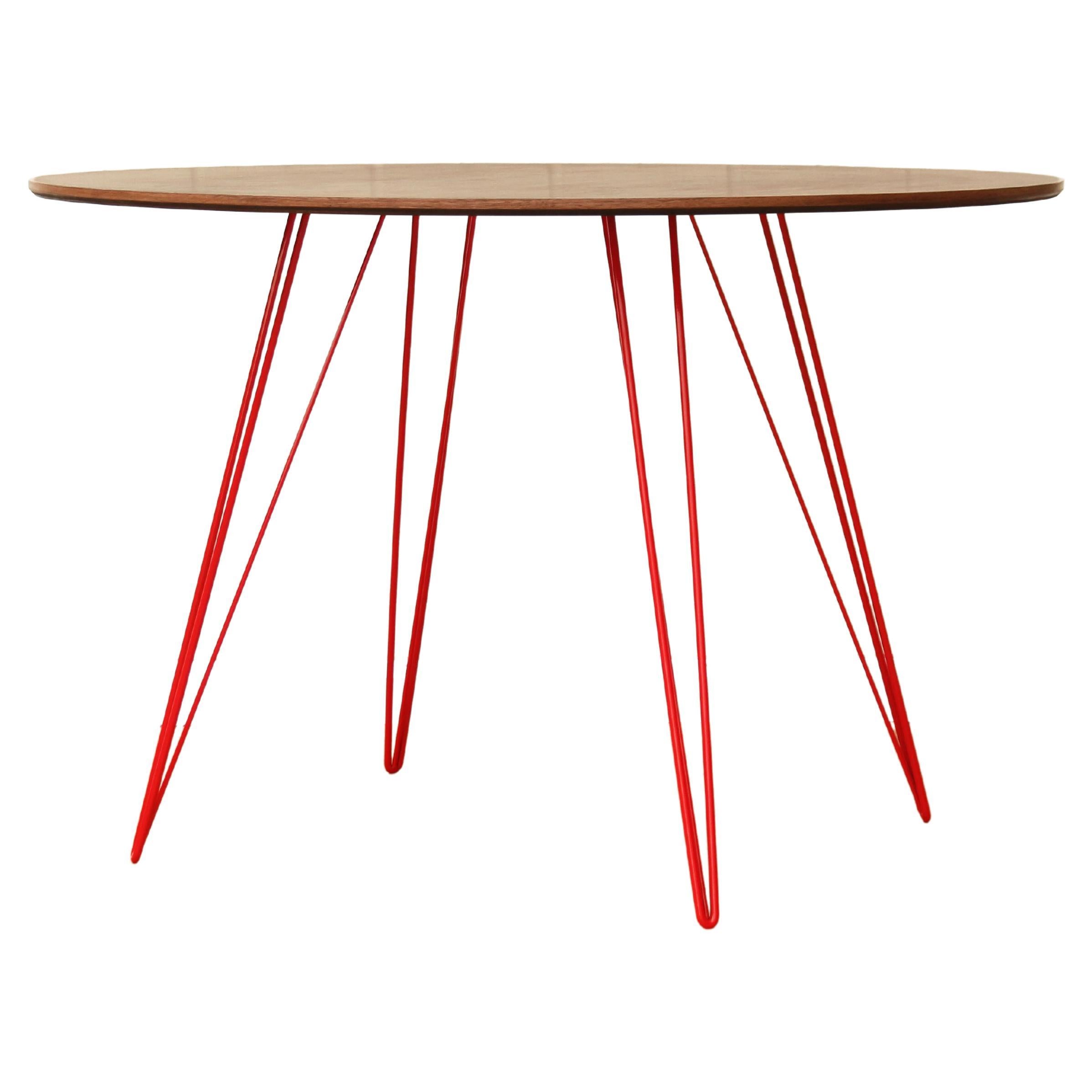 Walnut Williams Dining Table Red Hairpin Legs Oval Top