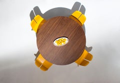 Walnut Williams Dining Table Rose Copper Hairpin Legs Circle Top