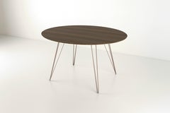 Walnut Williams Dining Table Rose Copper Hairpin Legs Oval Top