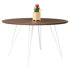 Walnut Williams Dining Table White Hairpin Legs, Oval Top