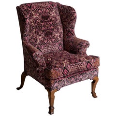 Walnut Wing Chair in 100% Cotton Velvet from House of Hackney
