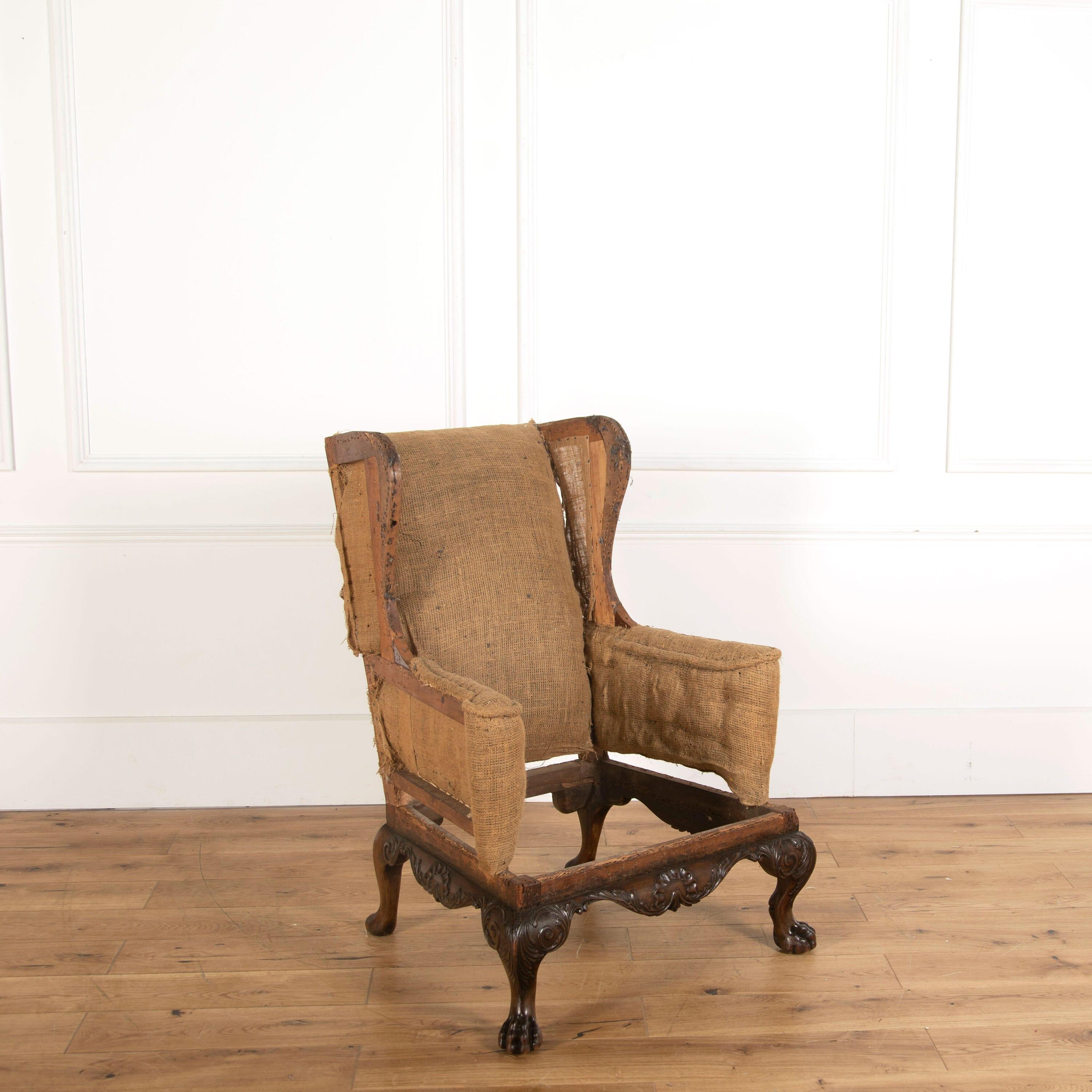 English Walnut Wingback Gainsborough Armchair
