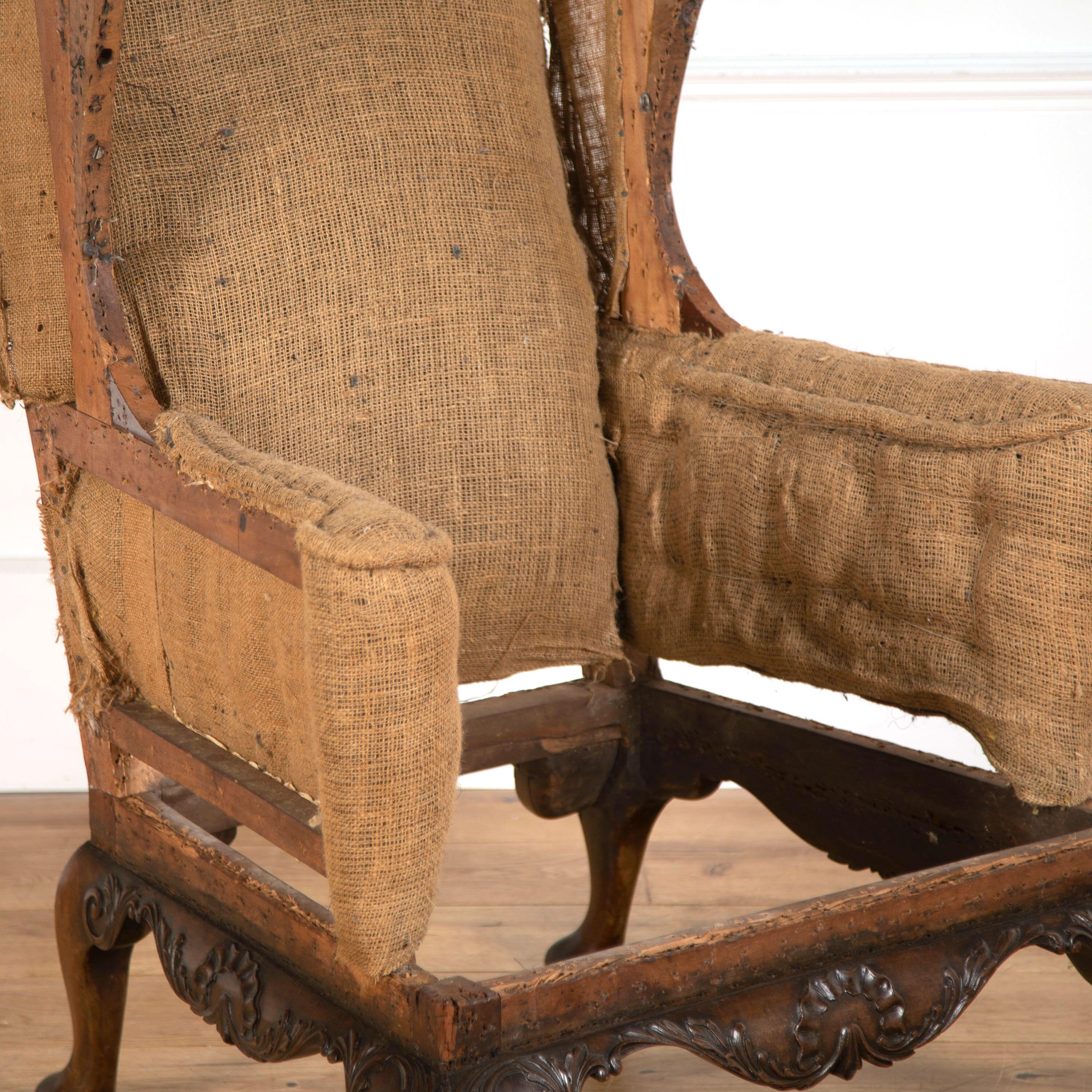 19th Century Walnut Wingback Gainsborough Armchair
