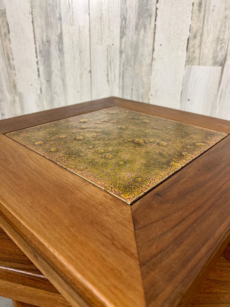 Walnut with Copper Tile Top Tables by John Keal for Brown Saltman For Sale 4