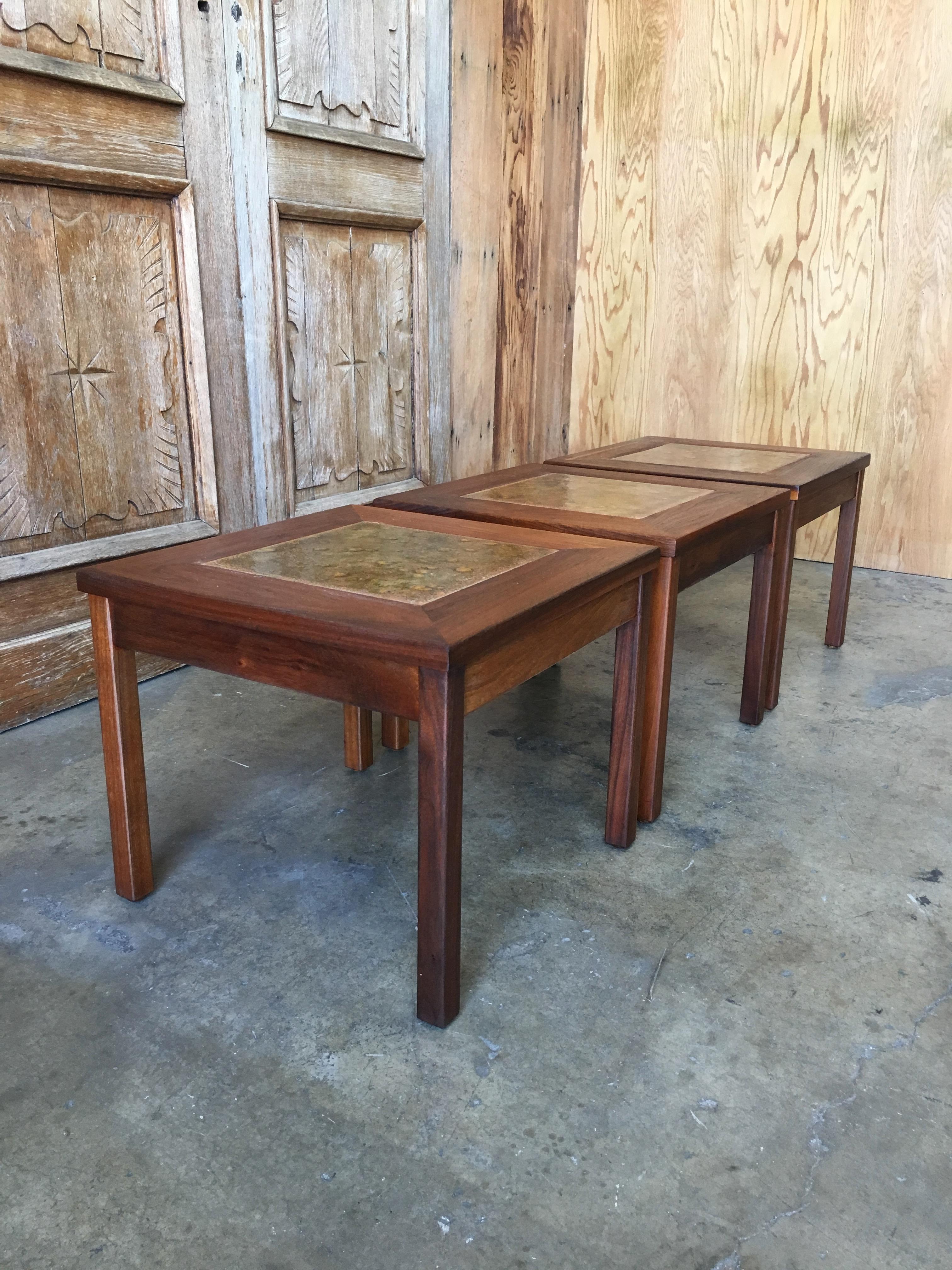 Walnut with Copper Tile Top Tables by John Keal for Brown Saltman 6