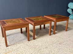 Walnut with Copper Tile Top Tables by John Keal for Brown Saltman