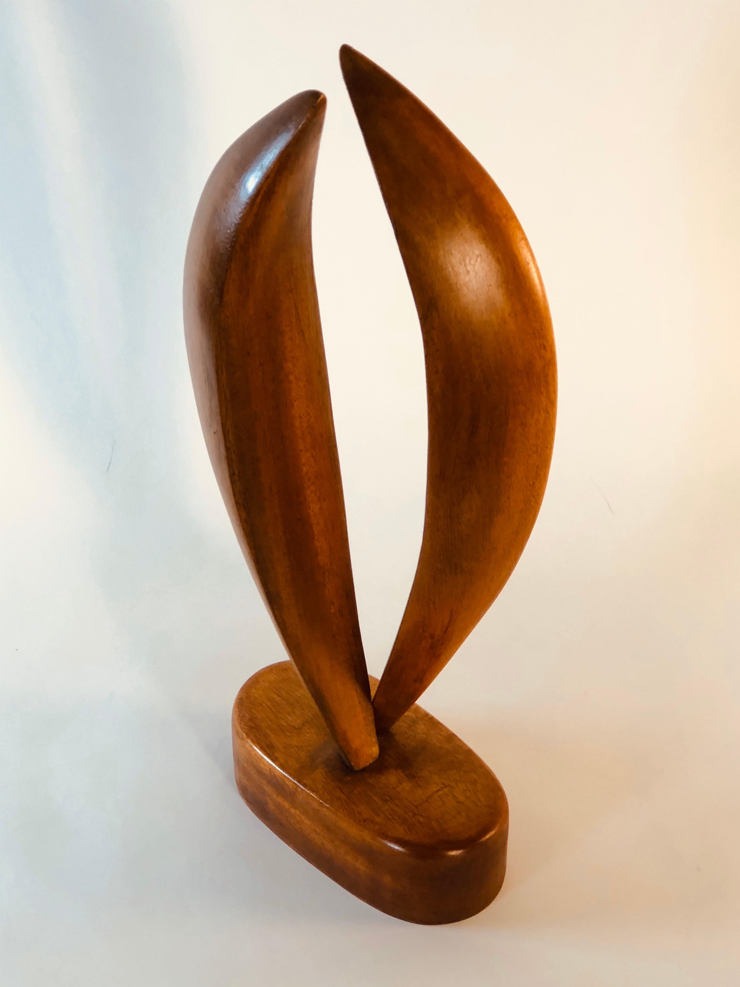Mid-Century Modern Walnut Wood Abstract Sculpture For Sale