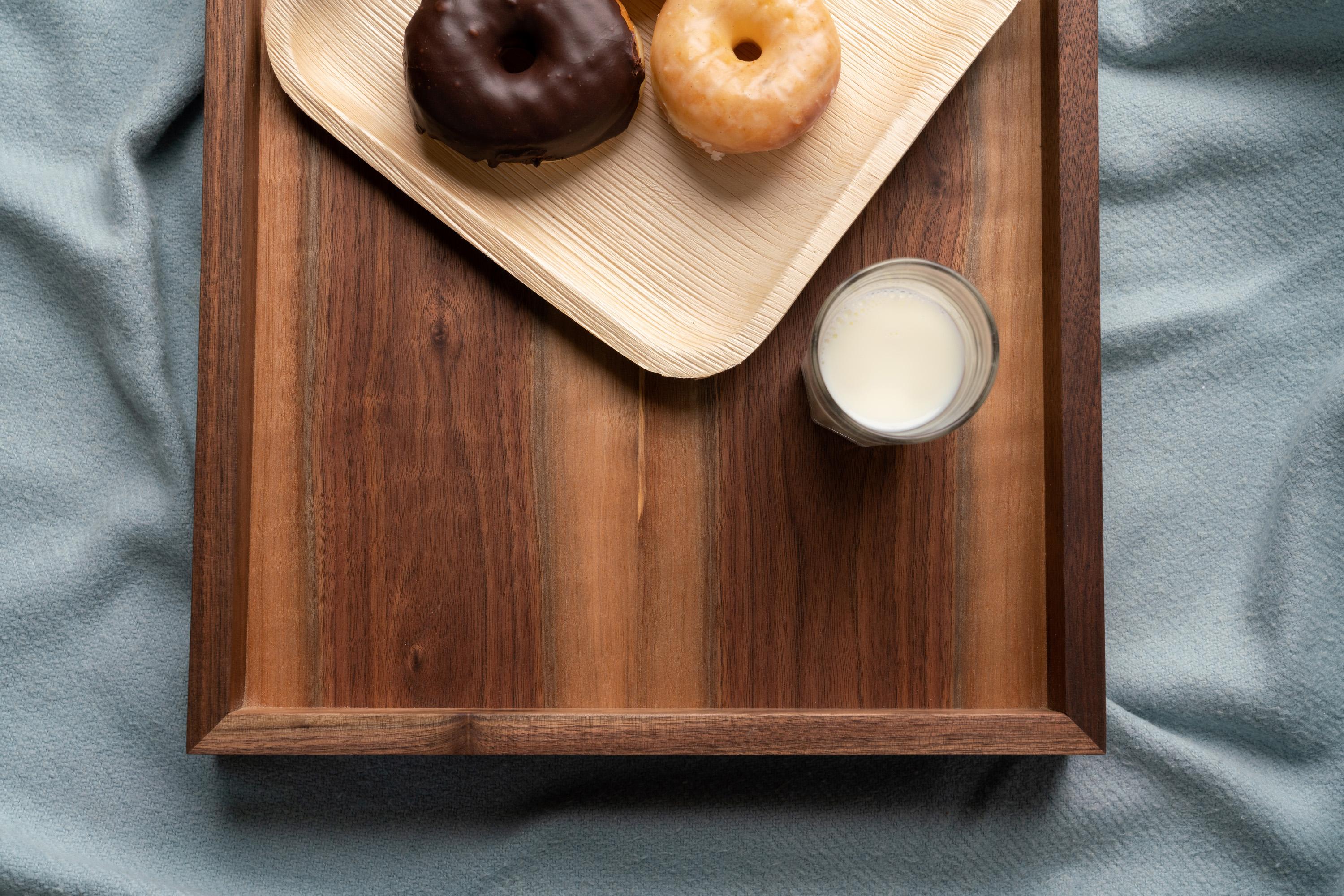 Walnut Wood and Brass Serving or Barware Tray by Alabama Sawyer 3