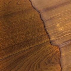 Walnut Wood and Bronze Slatted Vintage Mid Century Modern End Table Bench