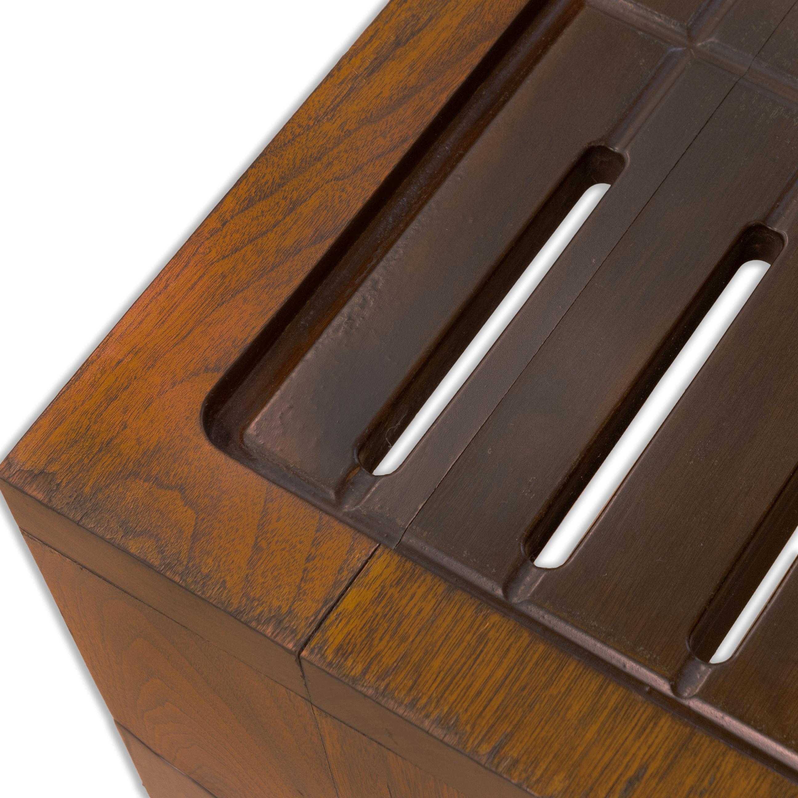 Vintage-Beistelltischbank aus Nussbaumholz und Bronze mit Lattenrost, Mid-Century Modern 1