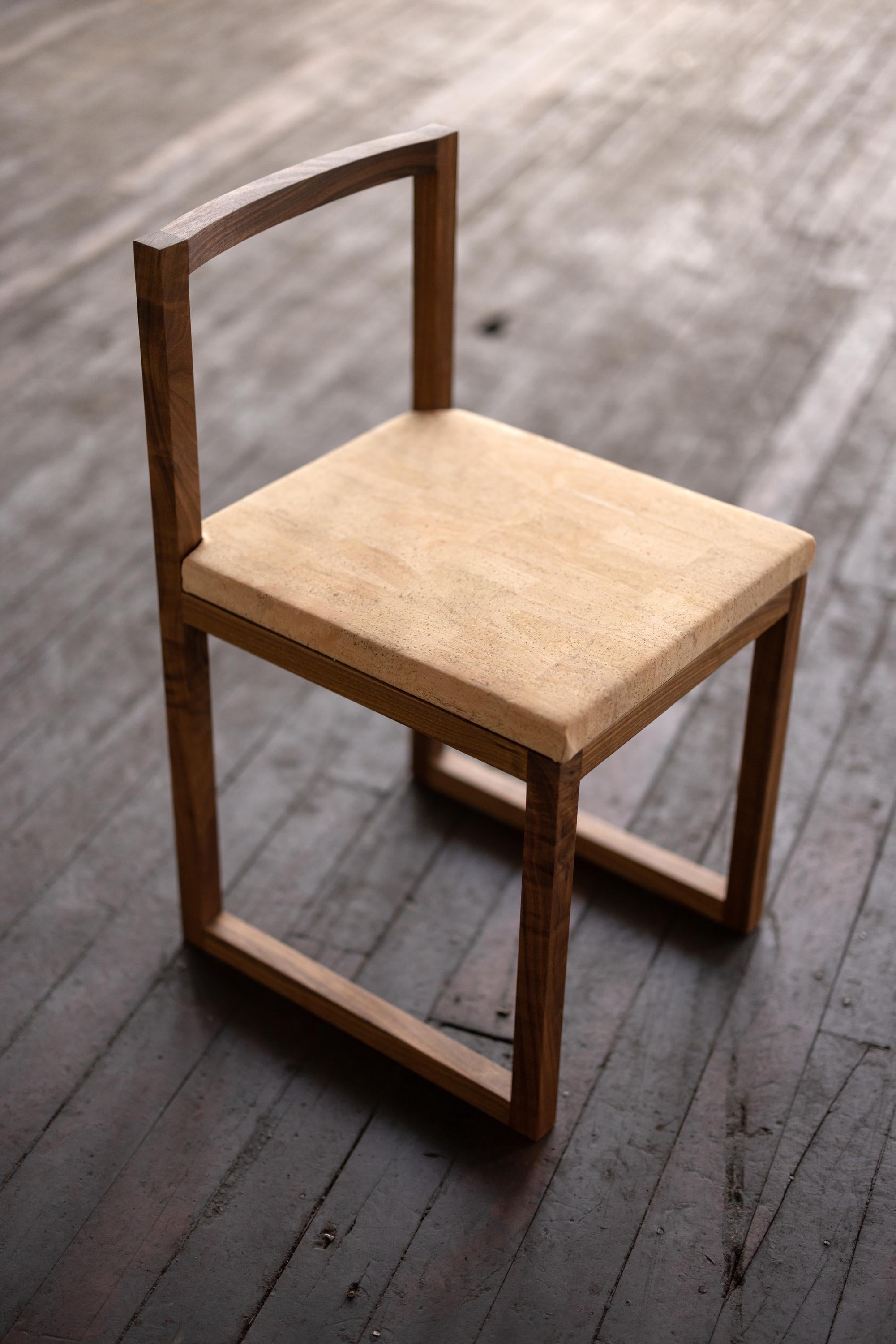 Stuhl aus Walnussholz und Kork, Stuhl für den Ess- oder Schreibtisch, Stuhl Porto (amerikanisch) im Angebot