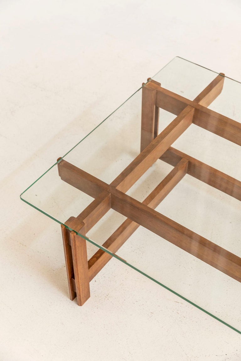 Walnut Wood and Glass Coffee Table by Ico Parisi, Italy, 1960 ca For Sale 7