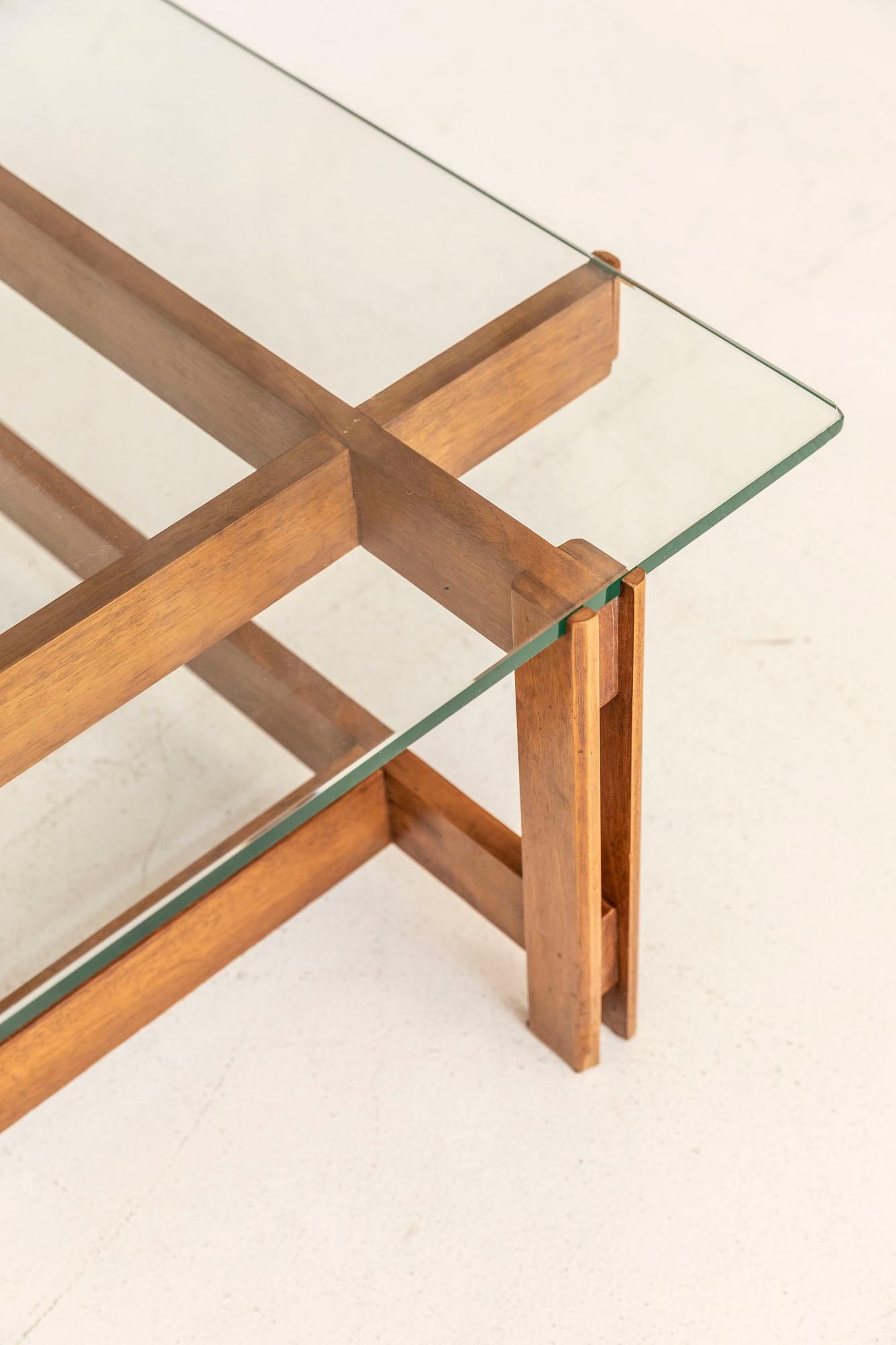 Walnut Wood and Glass Coffee Table by Ico Parisi, Italy, 1960 ca 1