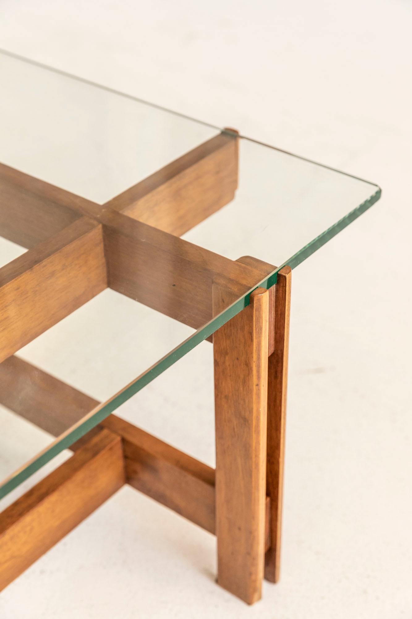 Walnut Wood and Glass Coffee Table by Ico Parisi, Italy, 1960 ca 2