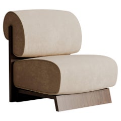 Fauteuil en bois de noyer garni de tissu suédé - Wood Wood
