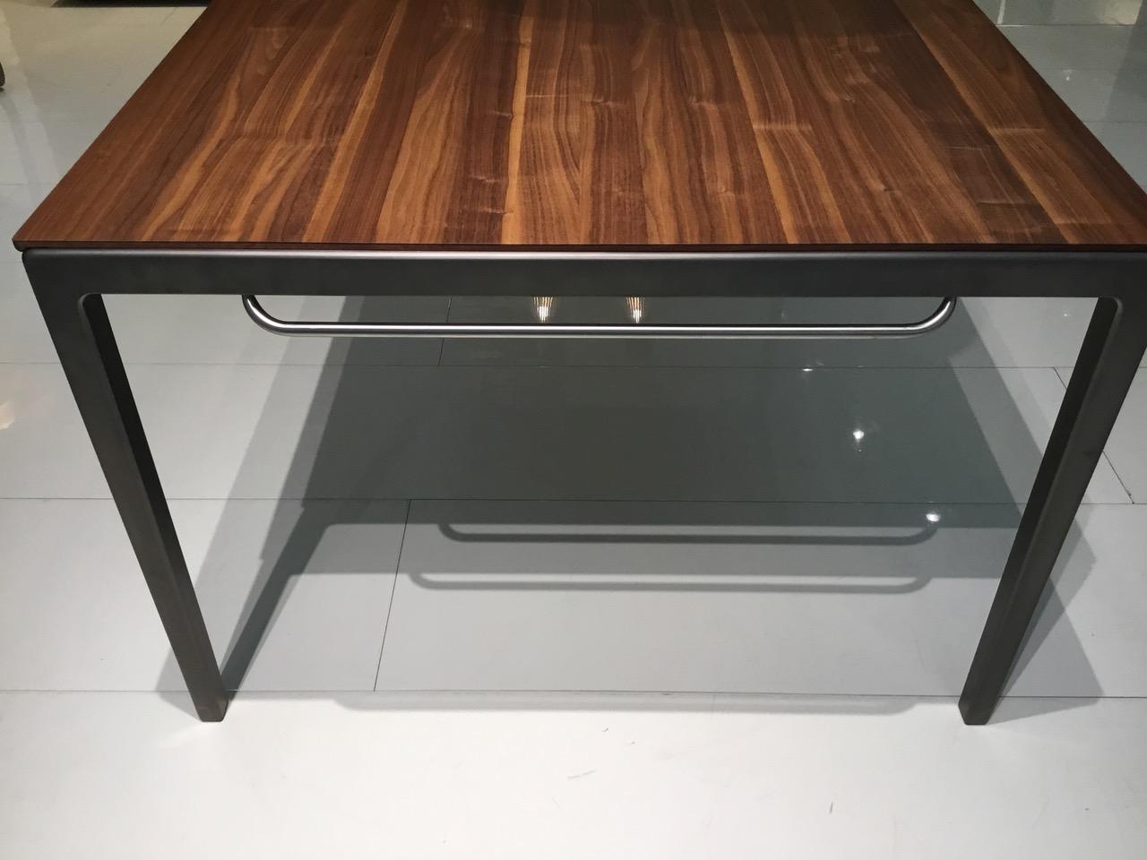 Walnut Wood & Bronze Metal Extending Dining Table For Sale 7