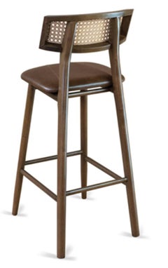Stool Boss, Walnut Wood Brown Leather