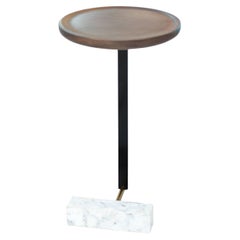 Side Table Stone, Wood, Carrara Marble