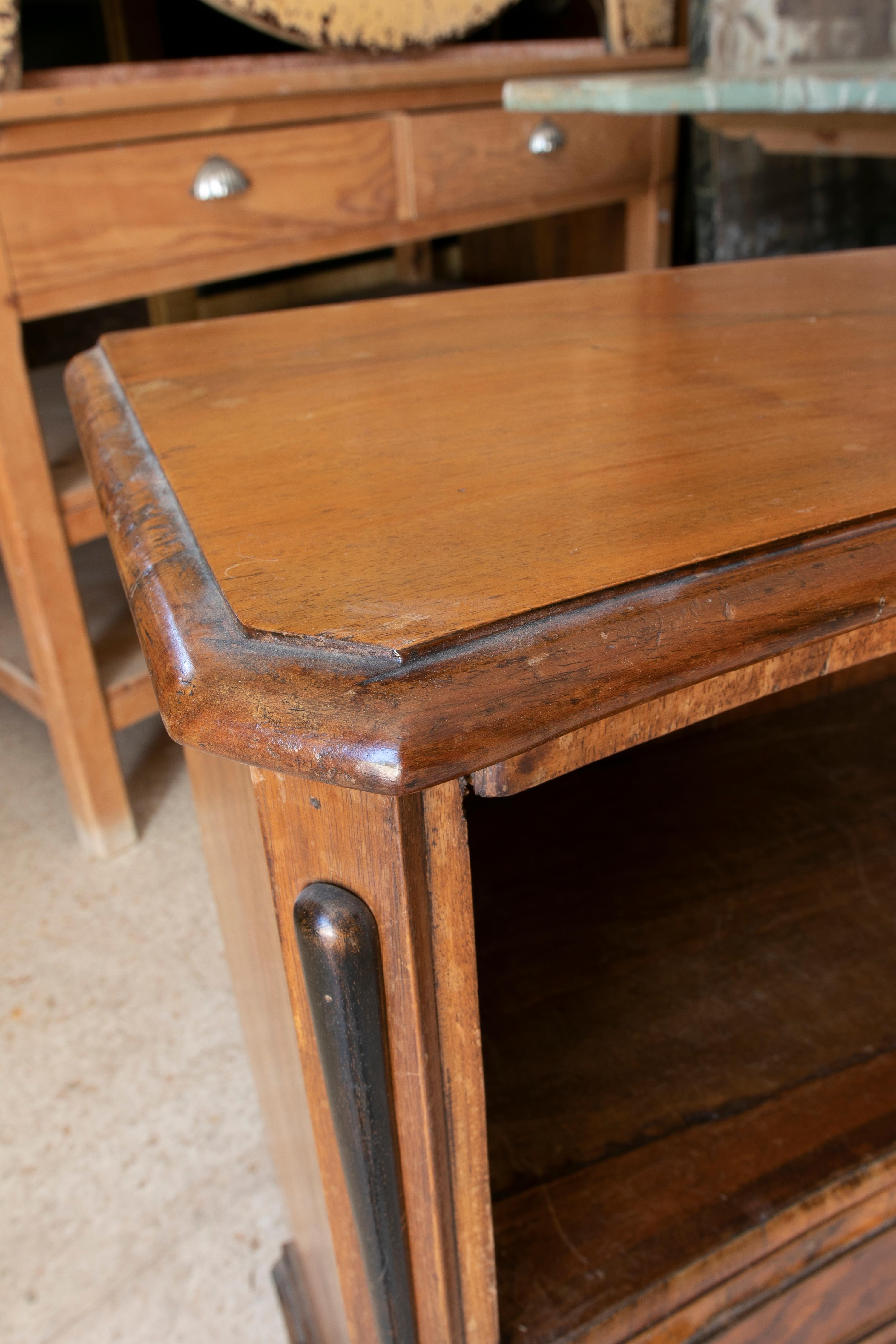 Walnut Wood Chest with Inlay and Three Drawers For Sale 2