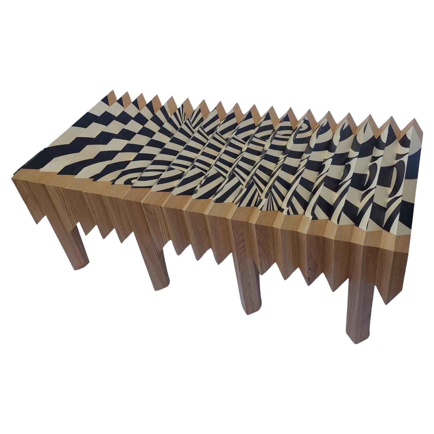 Oak Wood Coffee Table Spirale Pattern The Netherlands By Sordile en vente
