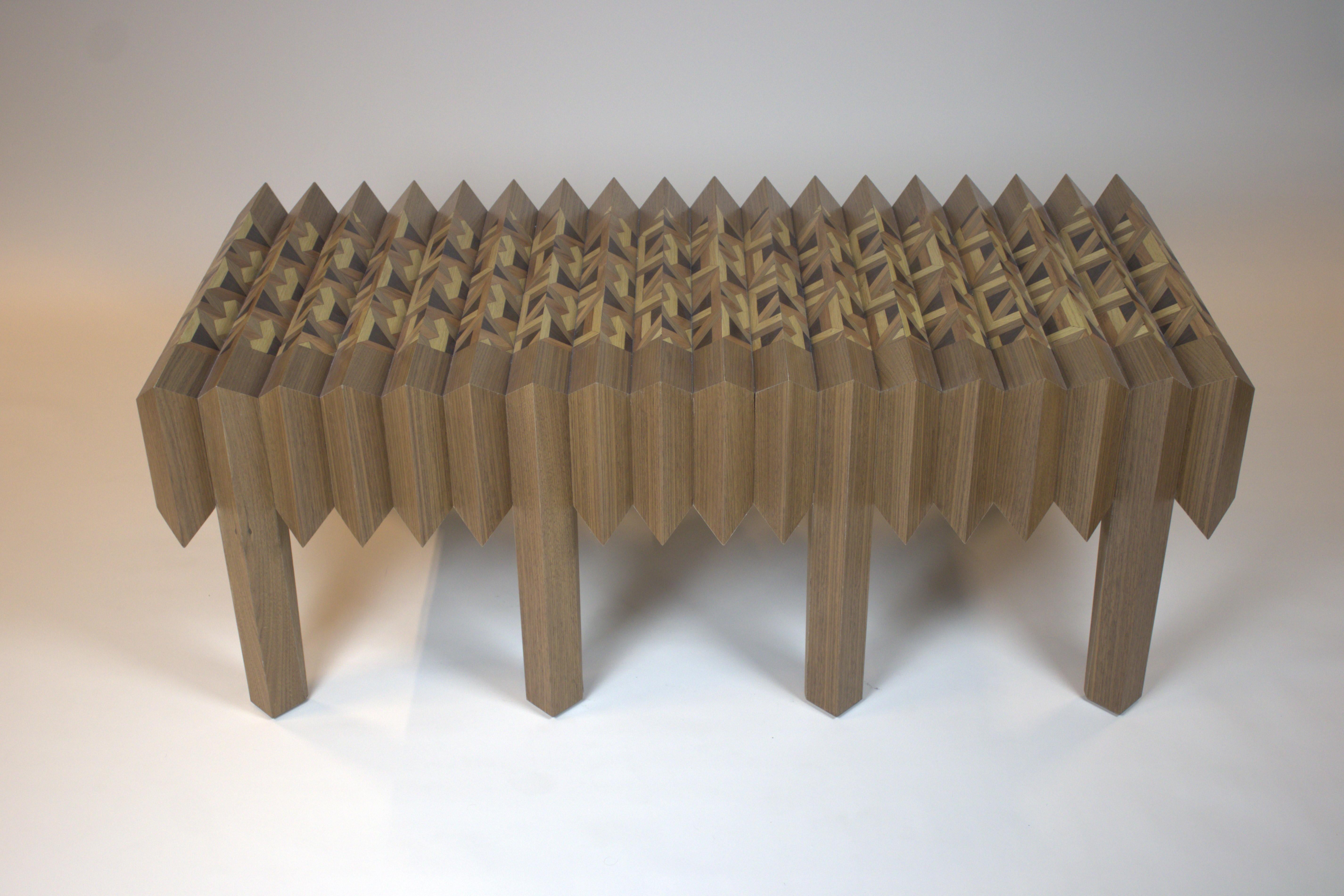 Ebony Walnut Wood Coffee Table Triangles Pattern The Netherlands By Sordile For Sale