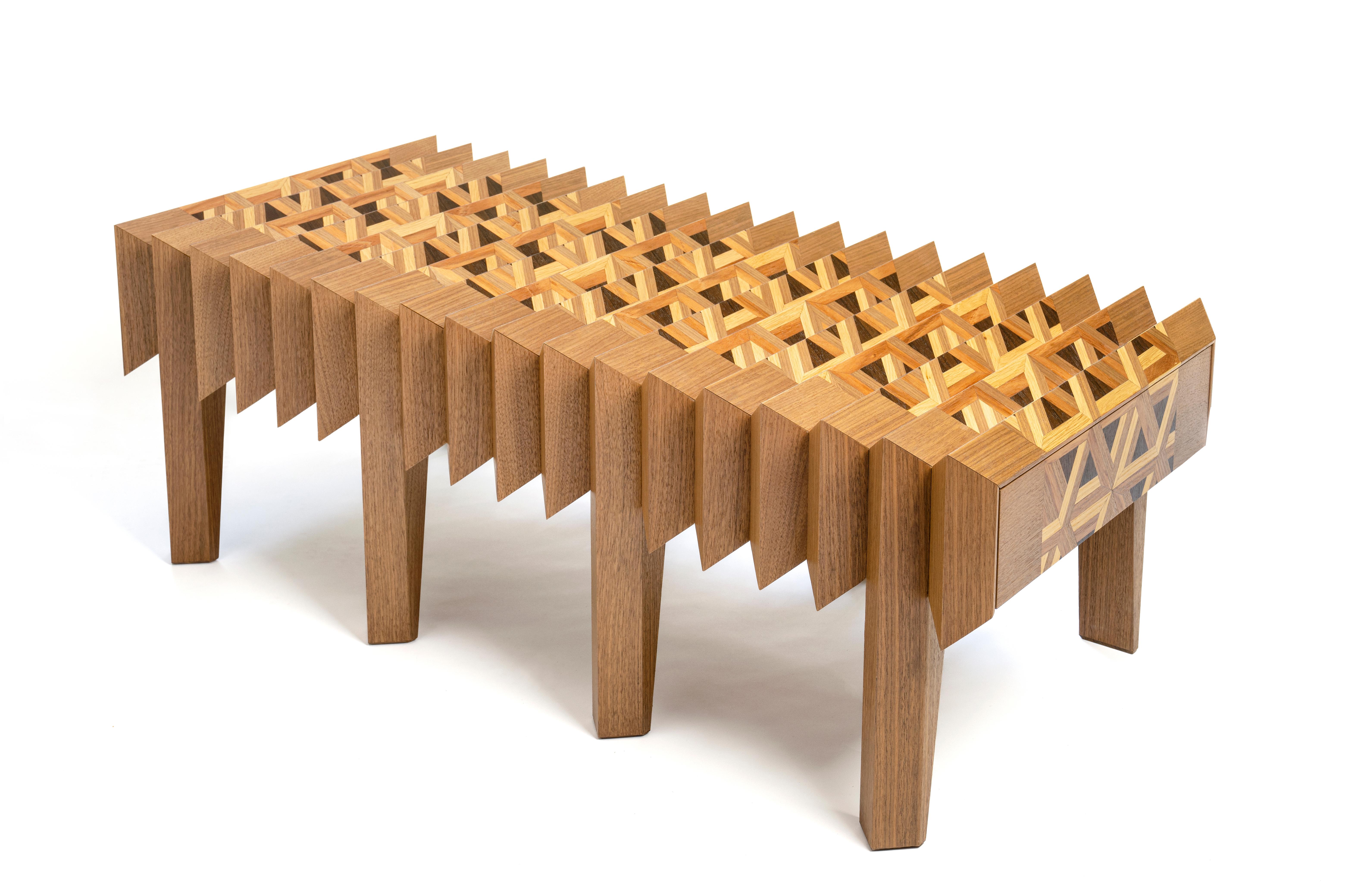 Ebony Walnut Wood Coffee Table Triangles Pattern The Netherlands By Sordile